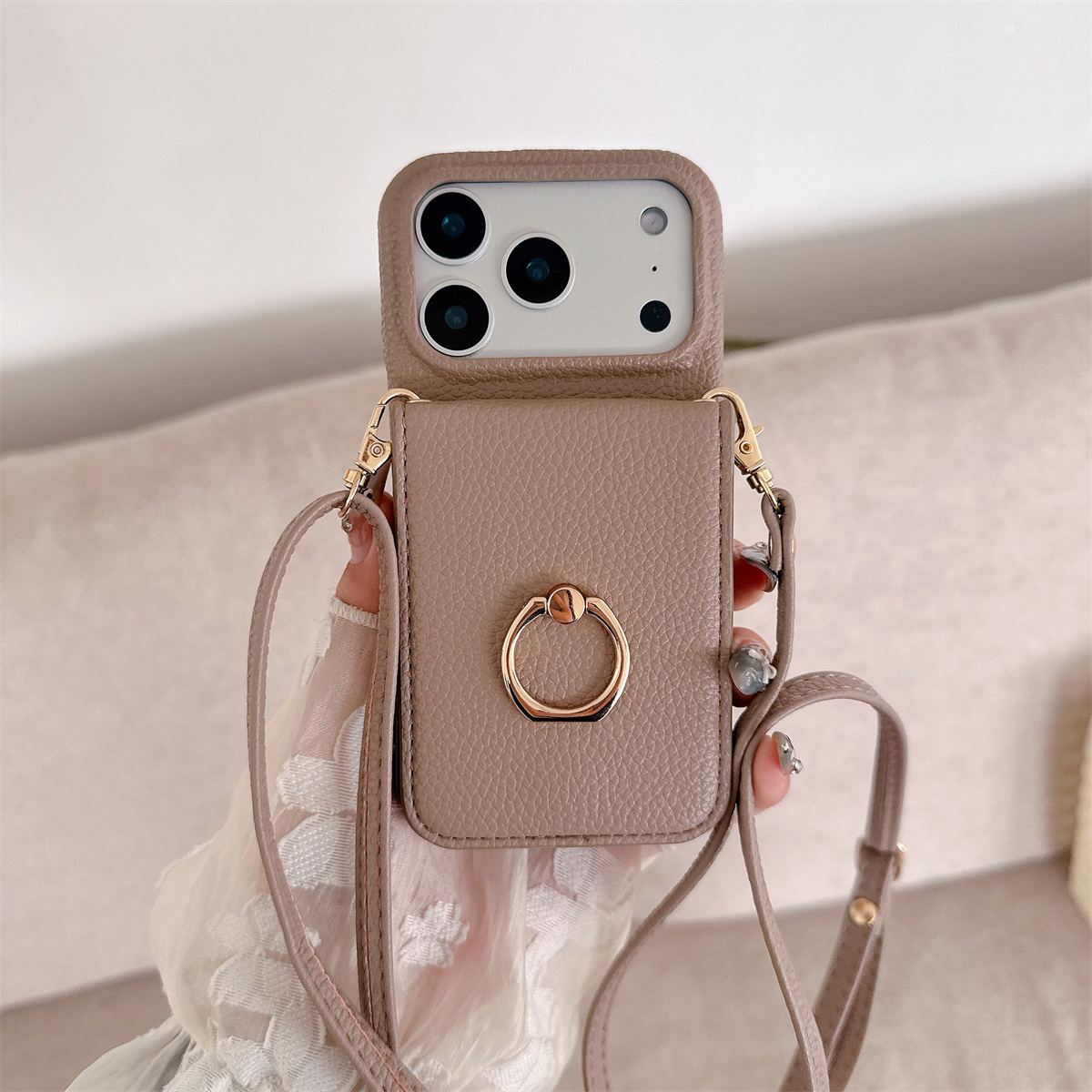 Crossbody Lanyard with Ring Ca - Leather Wallet Card Holder Phone Cover ulasan dan harga
