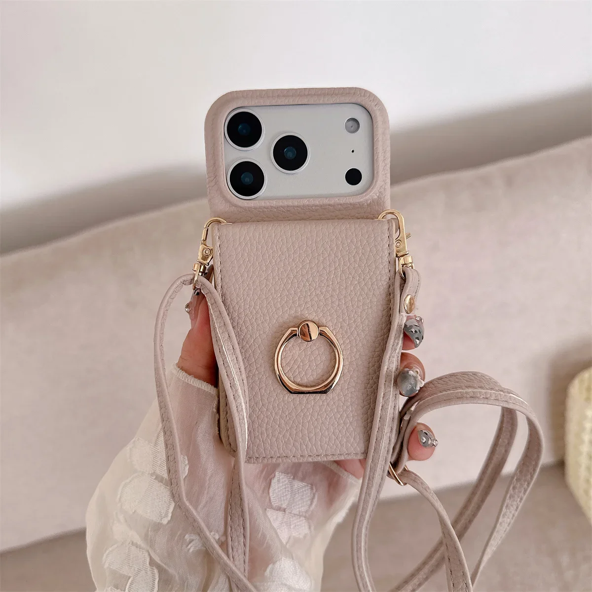 Crossbody Lanyard with Ring Ca - Leather Wallet Card Holder Phone Cover ulasan dan harga