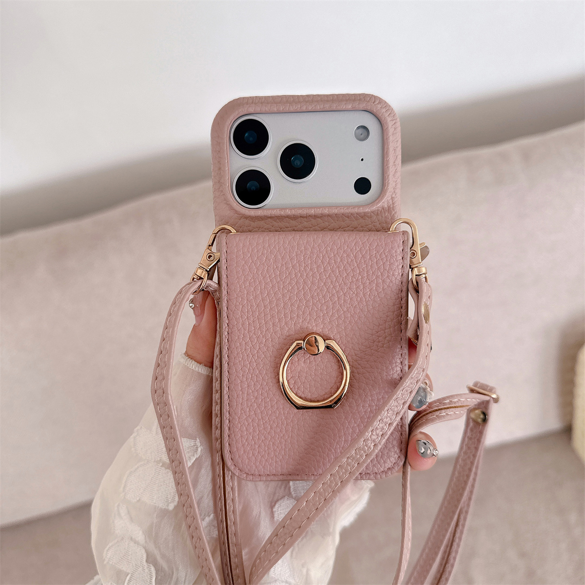 Crossbody Lanyard with Ring Ca - Leather Wallet Card Holder Phone Cover ulasan dan harga